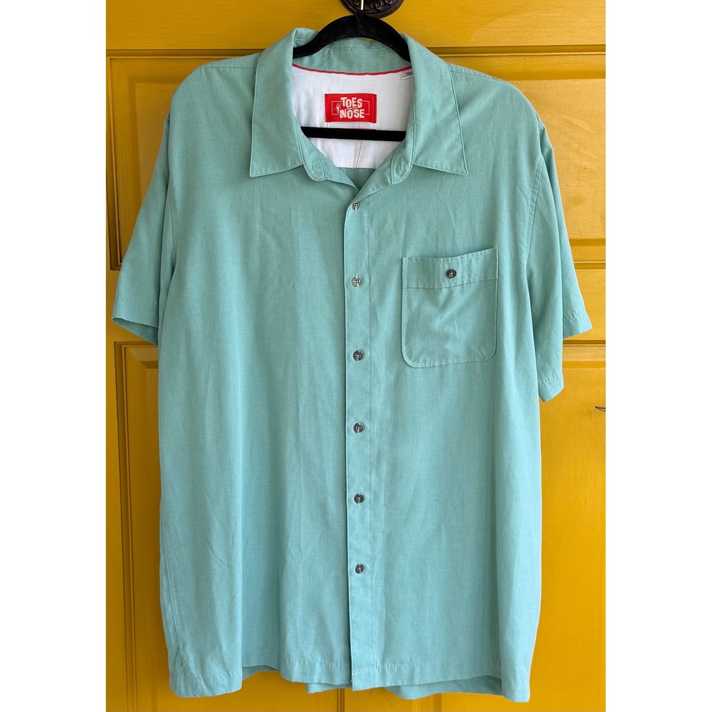 Toes on the Nose Mens Large Seafoam Green Short Sleeve Button Down Shirt Surf